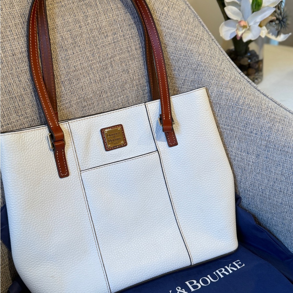 Dooney & Bourke Cream and Brown Tote Bag